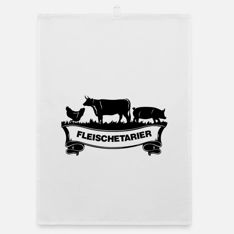 Fleischetarier Fleischliebhaber Shirt - Organic Geschirrtuch - Weiß