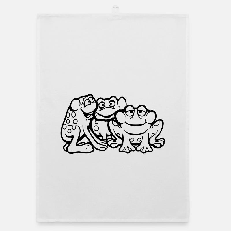 3 Frogs Team Toad Friends Cool Crew Funny Cute Organic dish towel