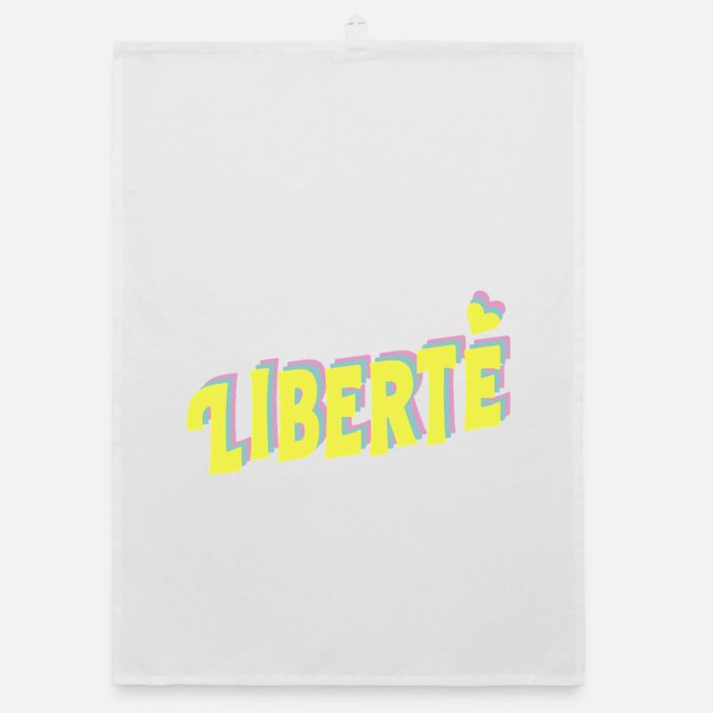 Typographie pop de LIBERTÉ Torchon bio