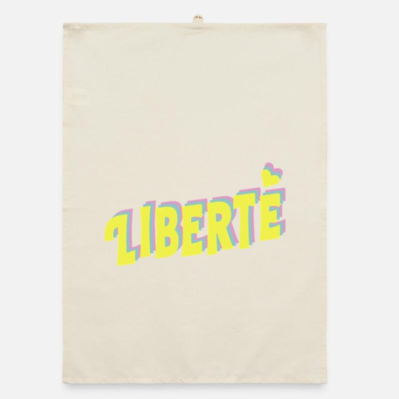 Typographie pop de LIBERTÉ Torchon bio