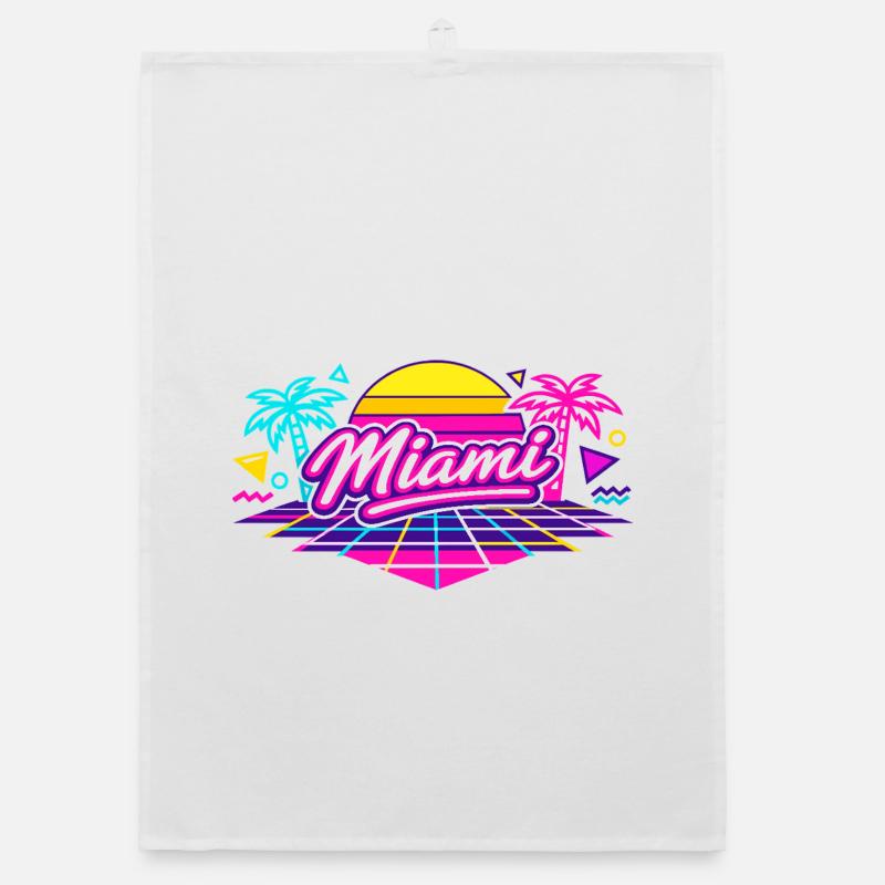 Miami Retro Disco Style Neon Vice Geschenk Idee Organic Geschirrtuch