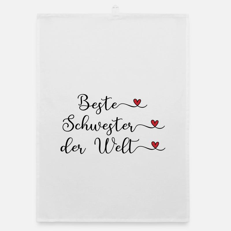 Beste Schwester der Welt Herz Geschenk Organic Geschirrtuch