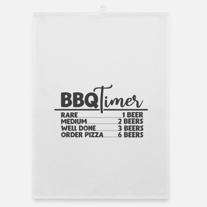 BBQ Timer Grill Saying Design Organic dish towel