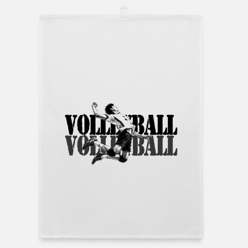 Dynamic volleyball player in action Organic dish towel