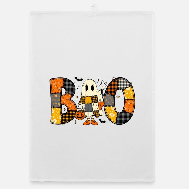 Fantôme Halloween Patchwork Boo Torchon bio