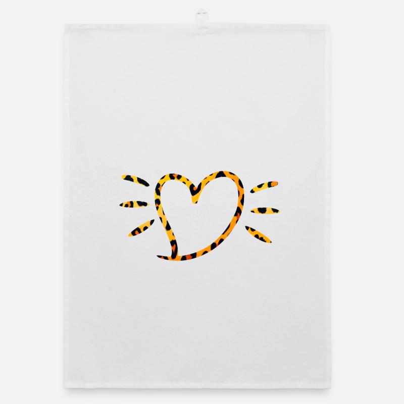 Leopard Heart with Sun Rays Organic dish towel