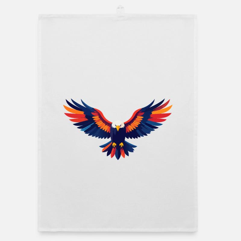Colorful Eagle Flight Eagle Outstretched Wings Motif Organic dish towel