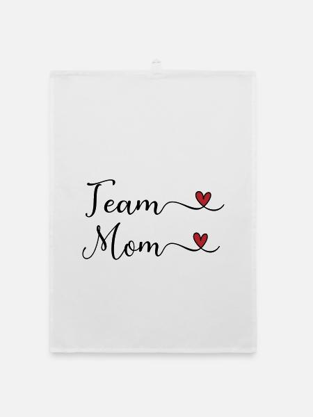 Team Mom cute Typography Design with a Heart - Organic Geschirrtuch - Weiß - Vorne