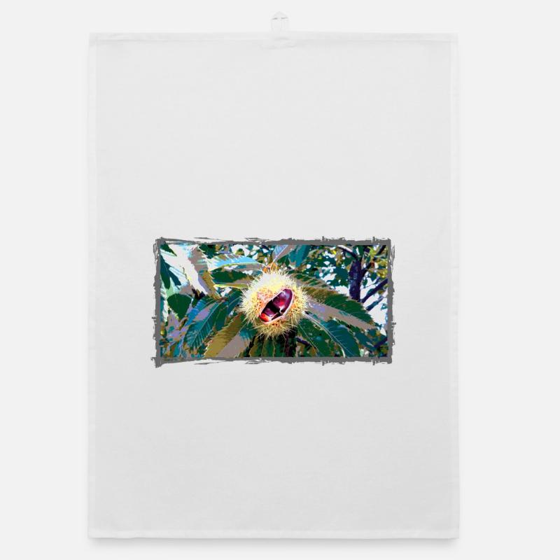 Chestnut in pointed leaf design Organic dish towel