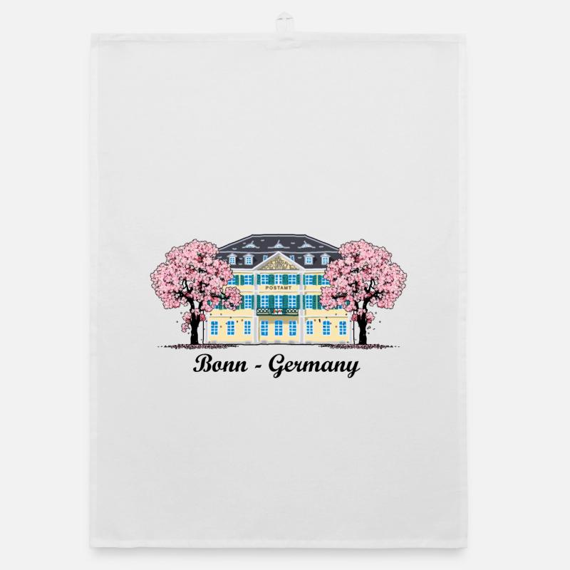 Bonn Old Post Office, Cherry Tree Blossoms, Germany Organic dish towel