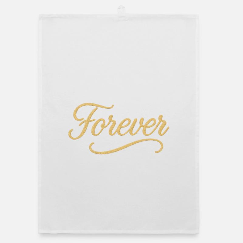 Élégant Gold Script Forever Design Torchon bio