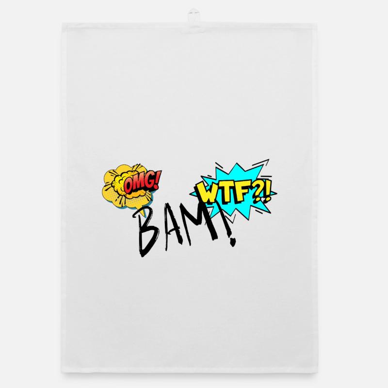 Comic Explosive OMG WTF Exclamations Organic dish towel