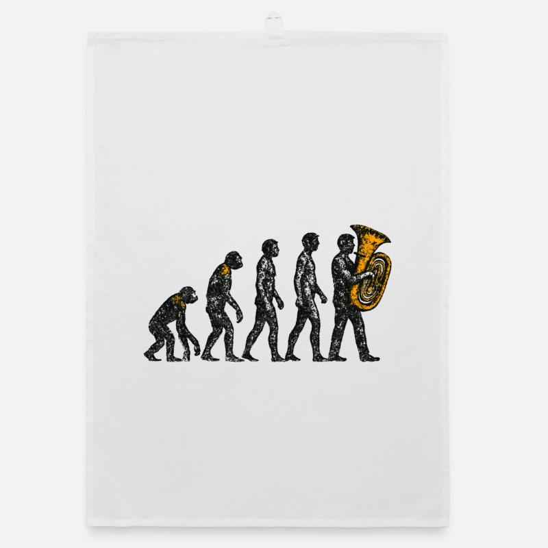 Evolution to Tuba Player Grunge Design Organic dish towel
