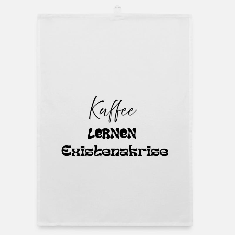 Coffee -> Learning -> Existential Crisis - Organic dish towel - white