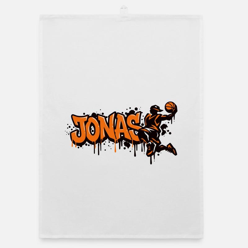 JONAS Graffiti Basket-ball - Torchon bio - blanc