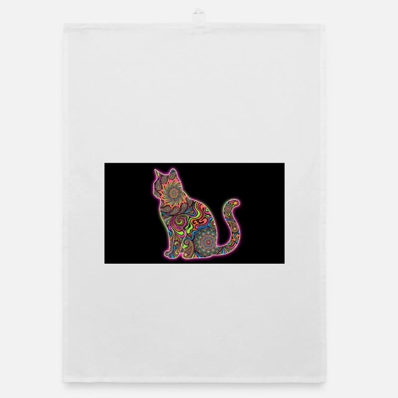 Psychedelic Cat Patterns Organic dish towel