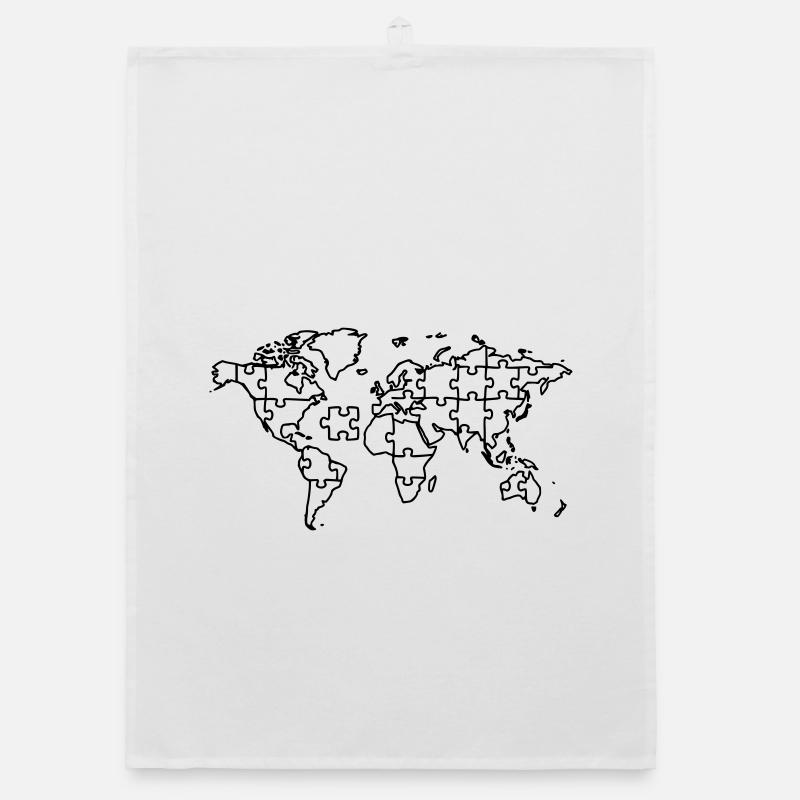 World Map Puzzle Earth Global Organic dish towel