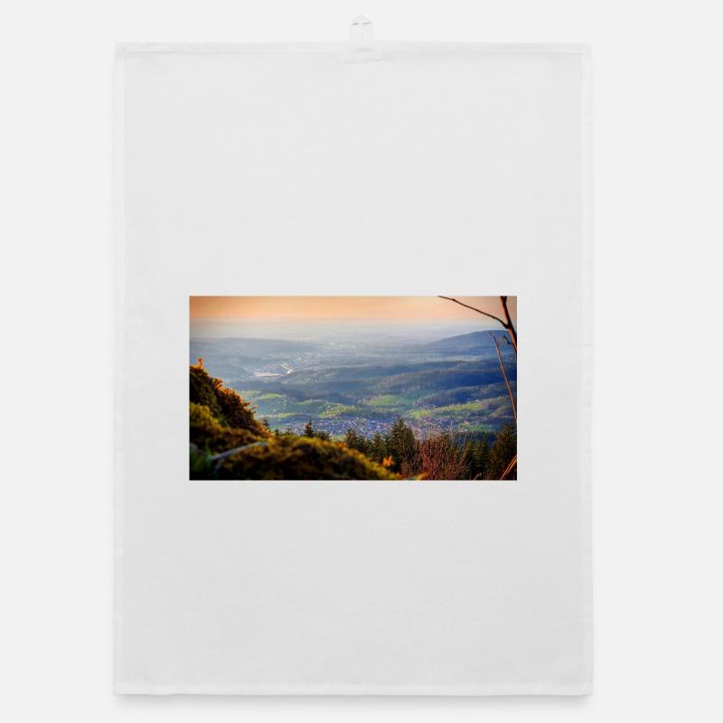 Evening panorama mountain landscape Organic dish towel