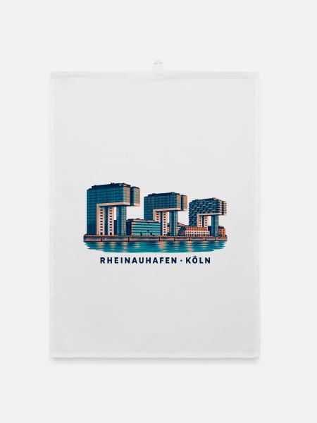 Rheinauhafen Köln - Organic Geschirrtuch - Weiß