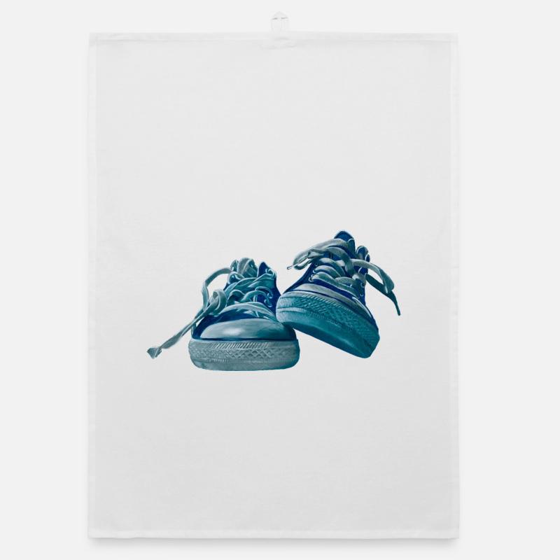 Blue sneaker design Organic dish towel