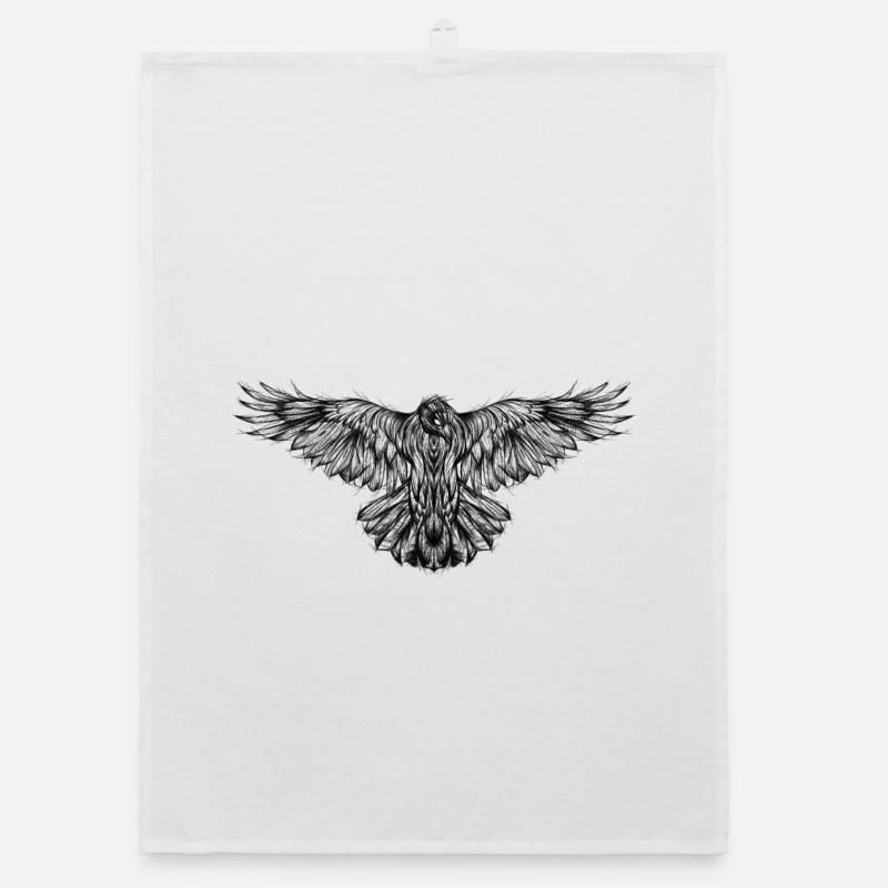 Dessin corbeau graphique type croquis Torchon bio