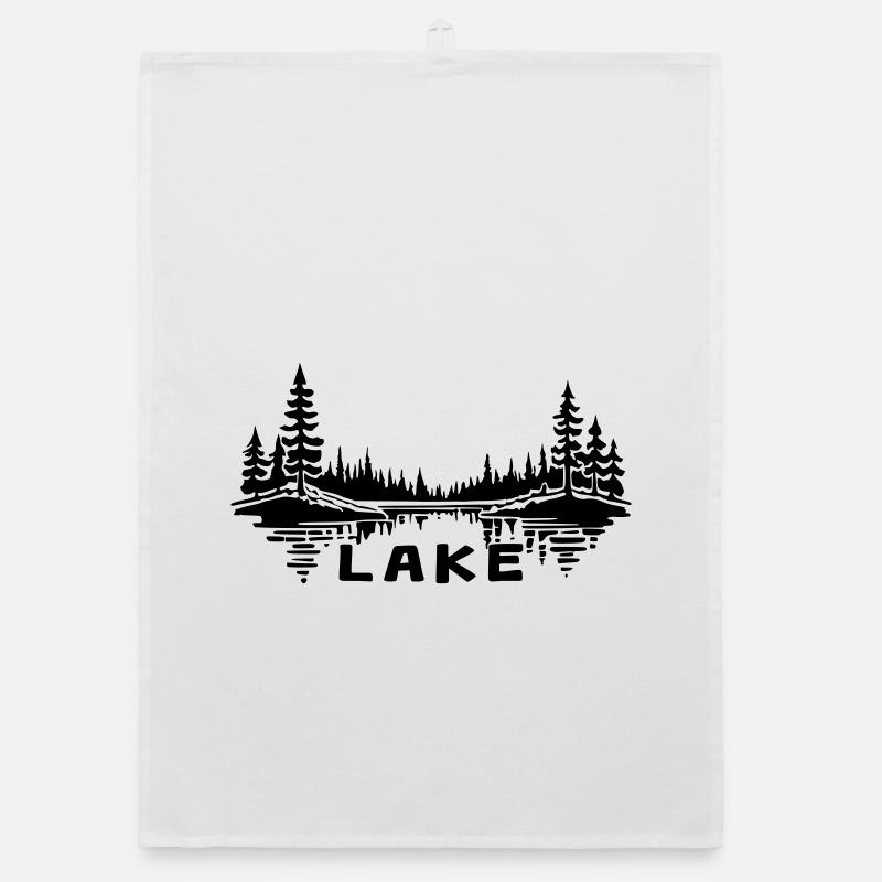 Lake Reflection [Black] Organic dish towel