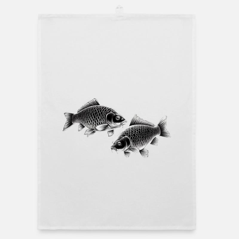 Carp chalk drawing Organic dish towel