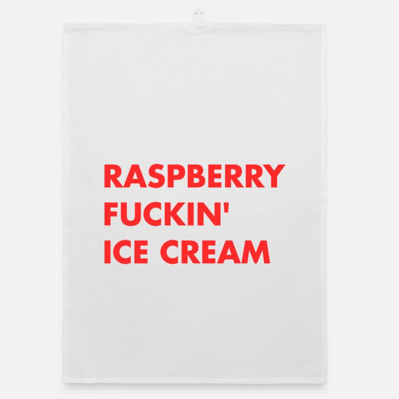 Raspberry Cream - Red Lettering Organic dish towel