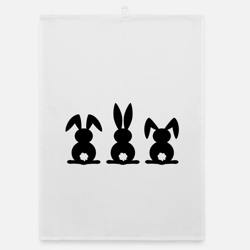 Rabbit silhouette. Happy Easter or Easter party. Egg. Organic dish towel