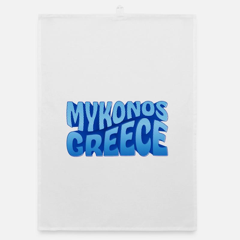 Mykonos Grèce Design à Points Bleus Torchon bio