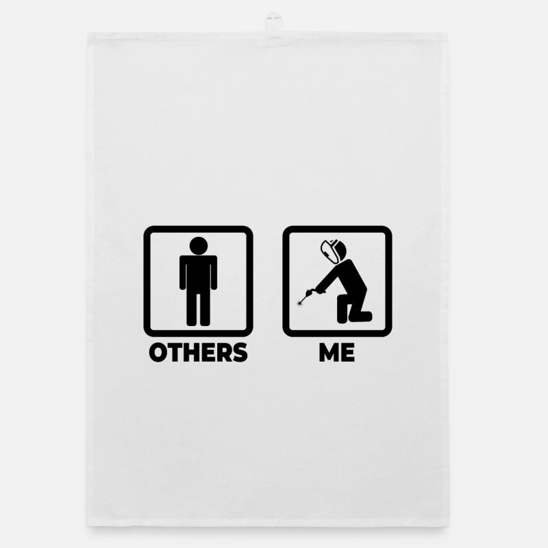 Welding stick figures Organic dish towel