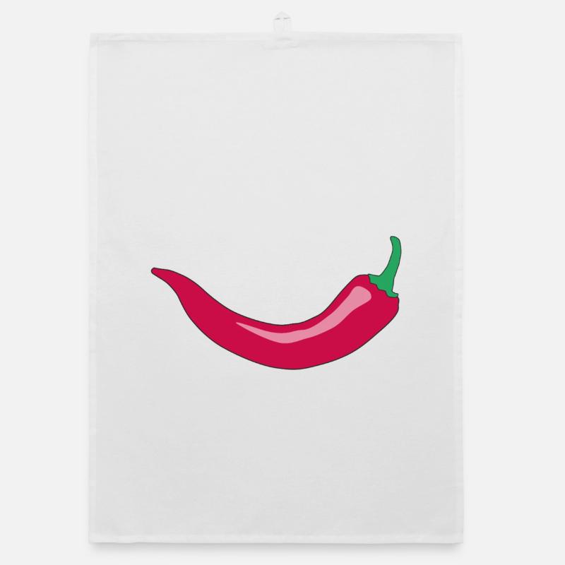 Red Chili Smile - Organic Geschirrtuch - Weiß