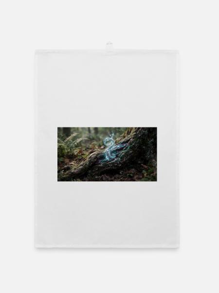 Forest Magic: Glowing Energy Fibers in Tree Roots - Organic dish towel - white - Front