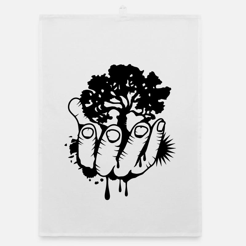 Ein Baum in einer Hand Organic Geschirrtuch