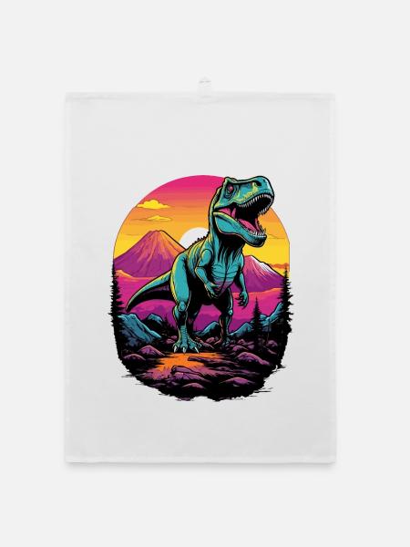 Tyrannosaure Rex - Torchon bio - blanc - Devant