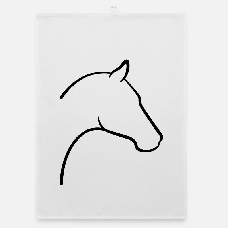 Pferd Kopf Symbol Umriss - Organic Geschirrtuch - Weiß