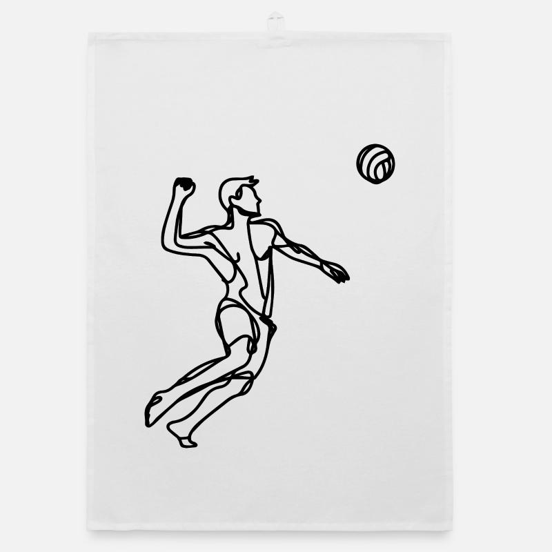 Beach volleyball player Drawing Organic dish towel