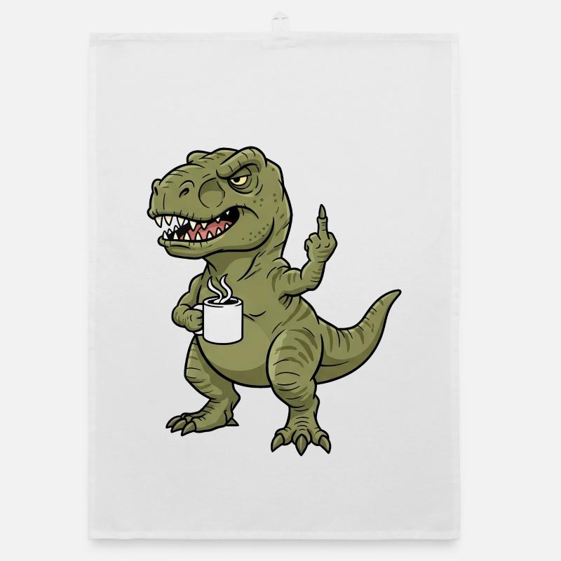 Dino T-Rex Coffee Early Riser Late Riser Office Organic dish towel