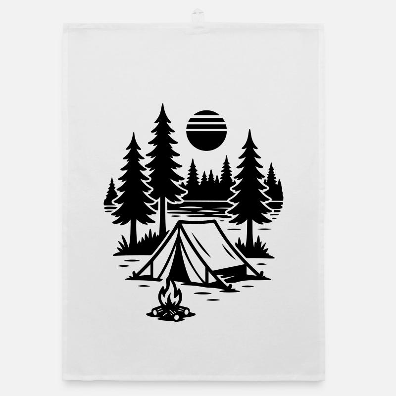 Tent Nature Campfire Camping Organic dish towel