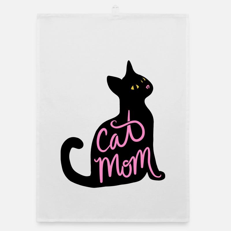 Cat Mom Neon Script Organic dish towel