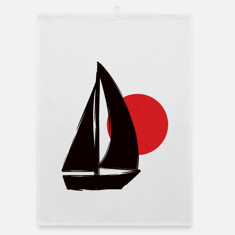 Boat before sunset Organic dish towel