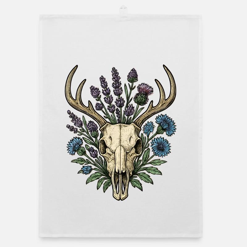 Os de cerf avec couronne de fleurs Torchon bio