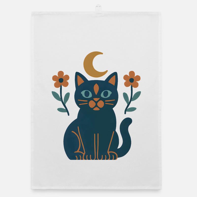 Moonlight Cat Dreams Organic dish towel