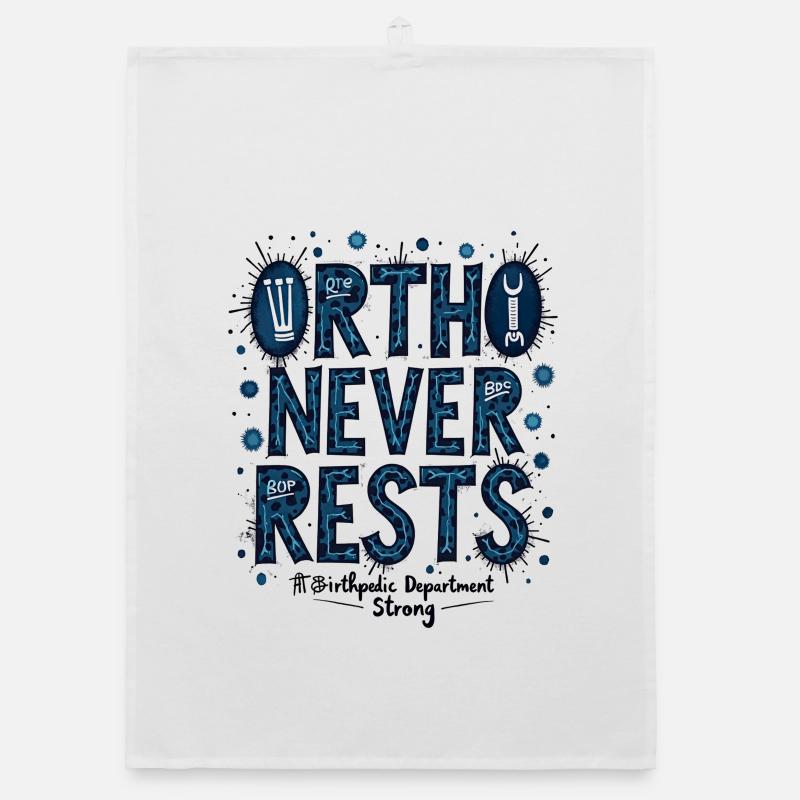 Ortho Never Restless: Blue Bacteria Typography Organic dish towel