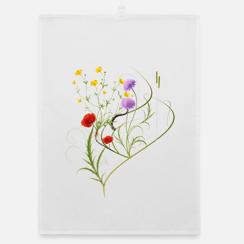 Wildflower Meadow Botanical Design Organic dish towel