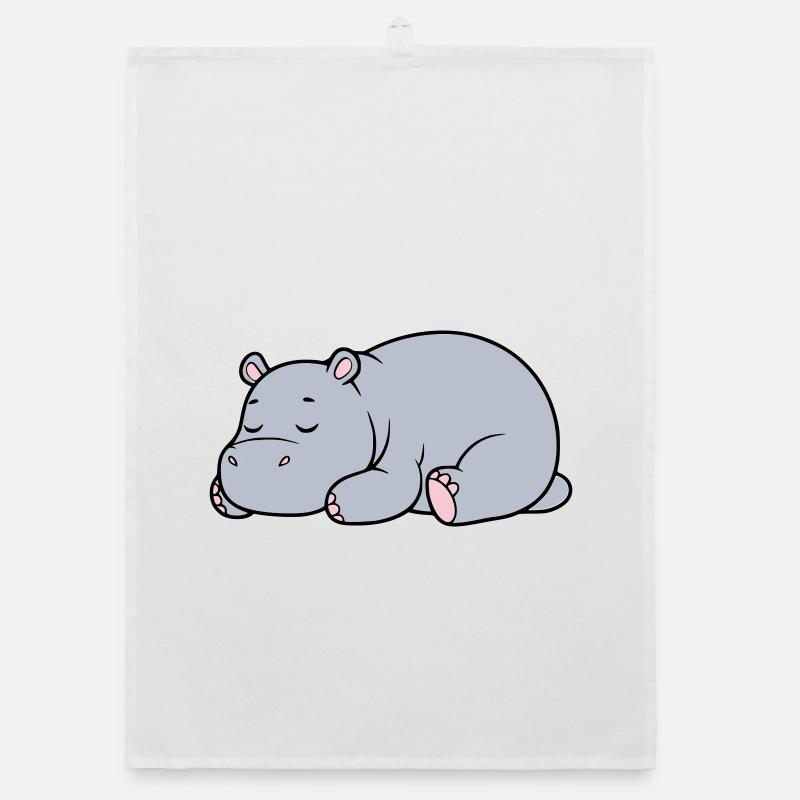 Sleeping Hippopotamus Tired Lazy Vector Organic dish towel