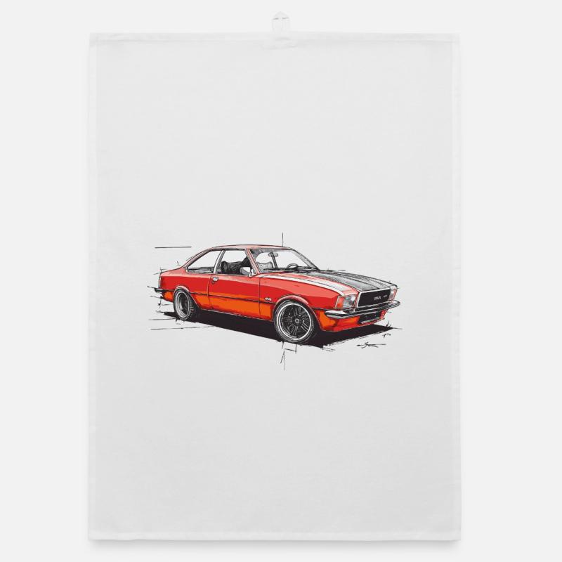 Roter Oldtimer-Coupéwagen Organic Geschirrtuch
