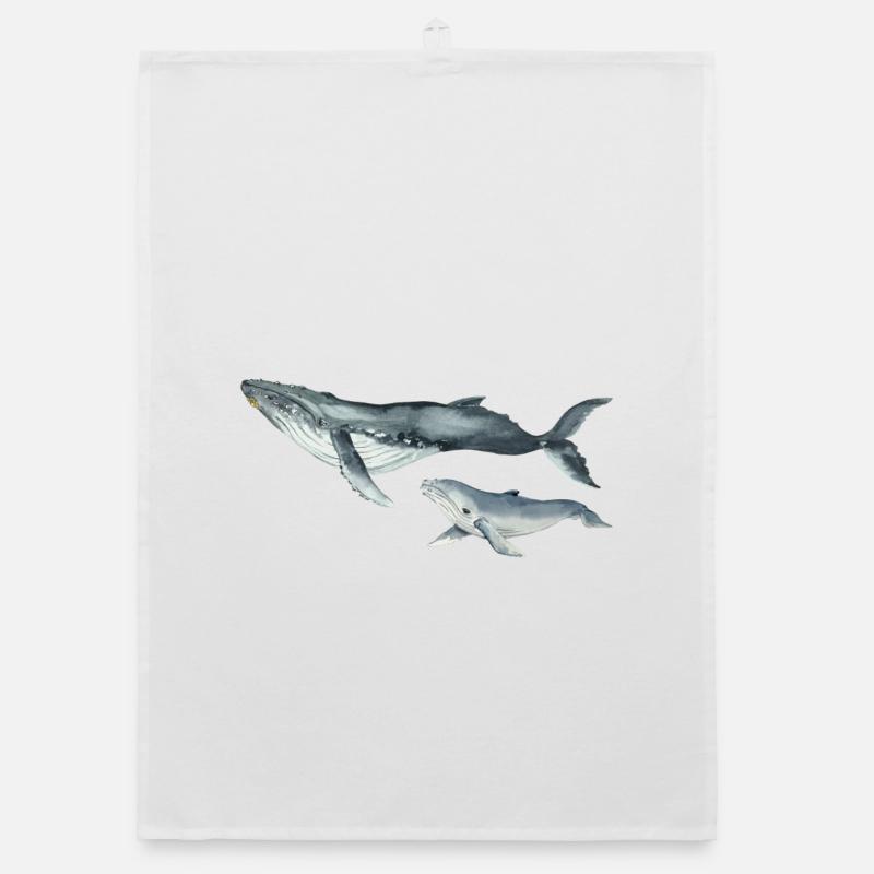 Whales, Wal Design Organic Geschirrtuch