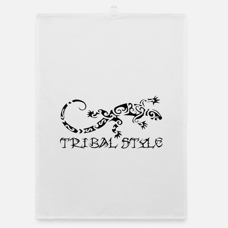 Polynesische schwarze Eidechse Organic Geschirrtuch