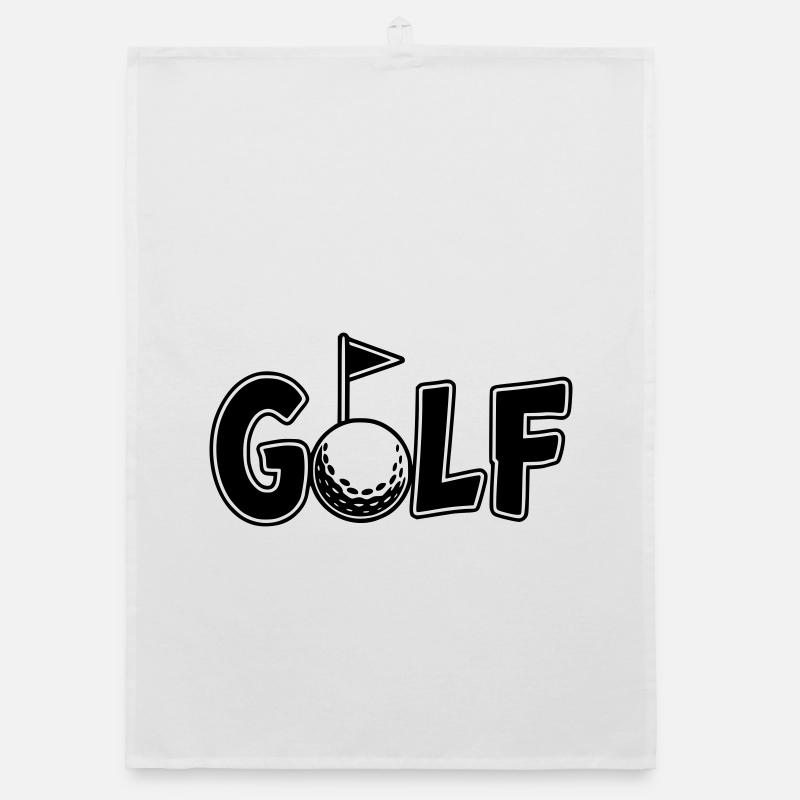Golf lettering with golf ball and golf flag Organic dish towel
